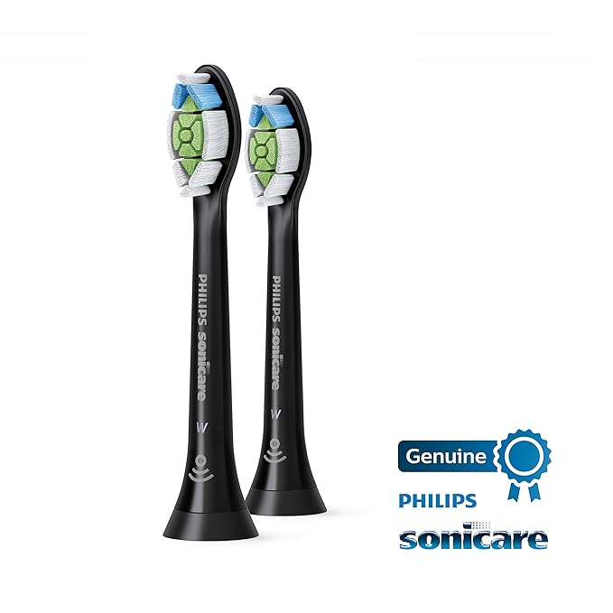 Philips Sonicare W DiamondClean - Genuine Replacement Electric Toothbrush Heads, Black, 2 Pack, HX6062/95