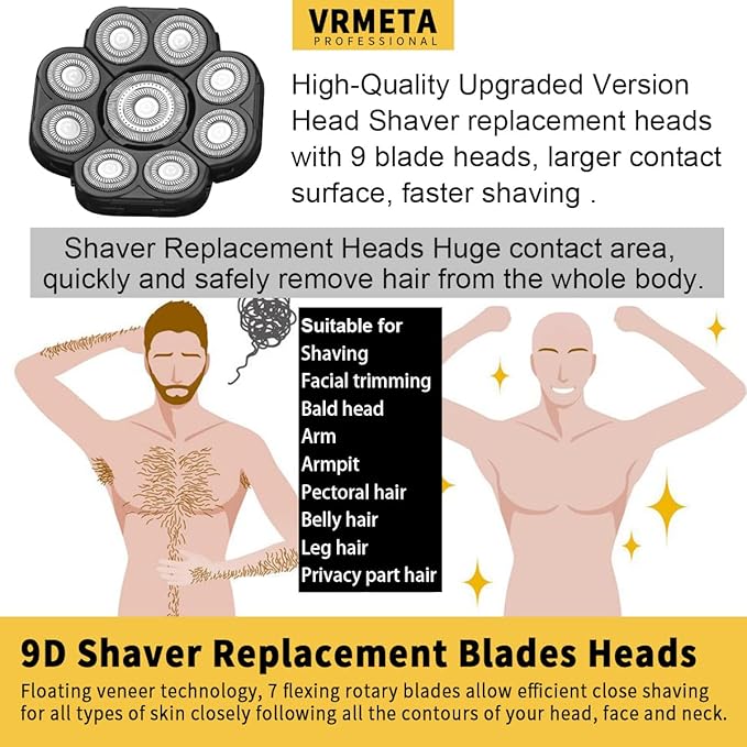 Upgraded Version 9 Blades Electric Razor Shaver Heads
