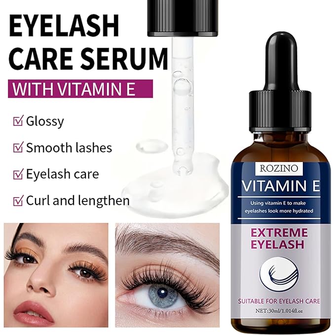Eyelash and Eyebrow Nourishing Treatment with Vitamin E and Botanicals，Daily Conditioning Essence to Support Healthy, Fuller-Looking Lashes and Brows (Vitamin E)