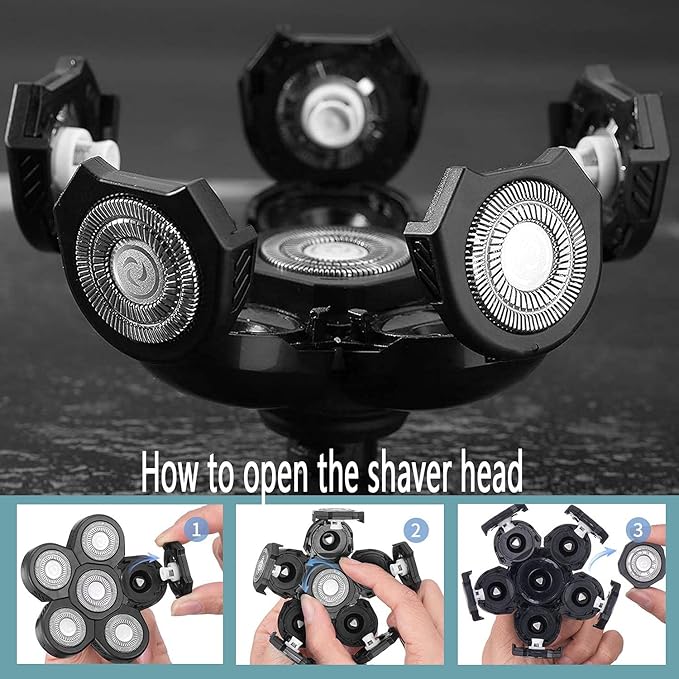 Roziapro Upgrade 6D Electric Shaver Replacement Head Freedom Head Shaver Replacement Blades Head Shavers for Bald Men Replaceable Head Waterproof Blades for Men Replacement Blade Head (Gray Pack2)