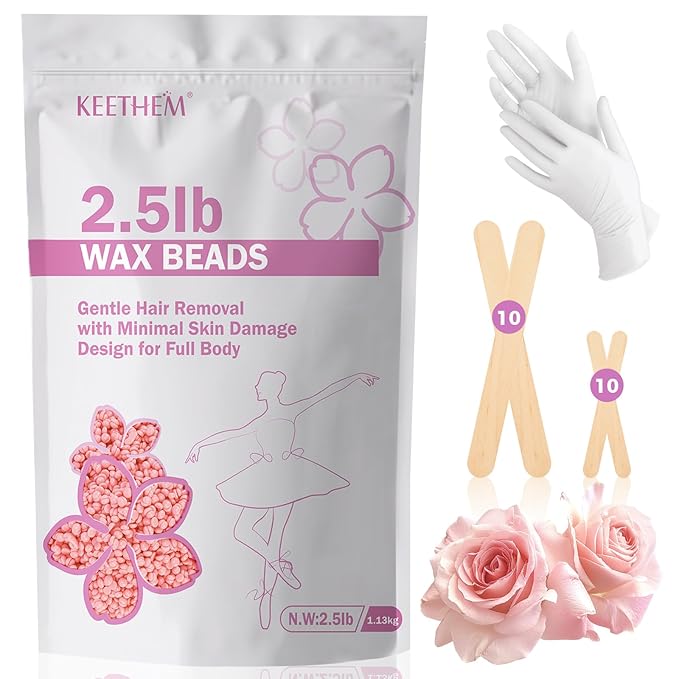 2.5lb Wax Beads, Hard Wax Beads for Coarse Hair Removal and Sensitive Skin- Waxing Beads for Women Men - Hard Wax Recommended for Full Body Bikini Brazilian Waxing (Rose)