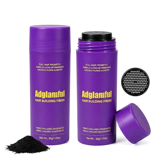 2Pcs Hair Building Fibers – Natural-Looking Hair Thickening Powder for Instant Fuller Appearance, Long-Lasting, Lightweight & Easy to Apply, 30g x 2 – Black