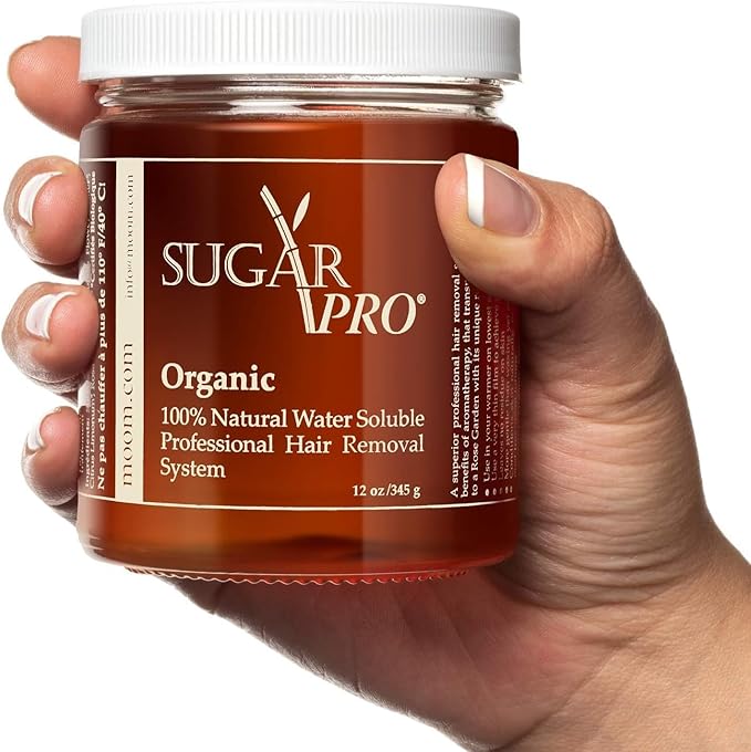 MOOM Sugar Pro - Organic Sugar Wax Hair Removal, Personal & Professional for Men & Women, Body, Armpit, Face, Bikini Leg 100% Natural & Washable Sugaring Wax 12 oz (Strips/Sticks NOT Included)