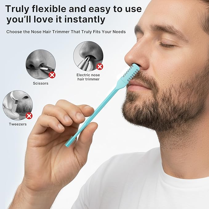 8PCS Nasal Hair Cutter for Women Men, 2026 Upgraded Portable 2-in-1 Nasal Hair Cutter Sticks Double Sided Nose Knife with Soft Cleaning Brush