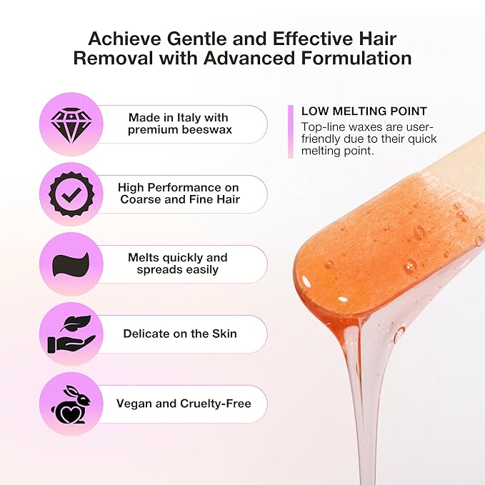 Curacoro Italian Wax Beans - 200g Hard Wax Beads for Full Body Hair Removal on Face, Body, Brazilian, Bikini, Legs, Underarms, Skin-Friendly Waxing Beads for Women & Men, Made in Italy (Orange)