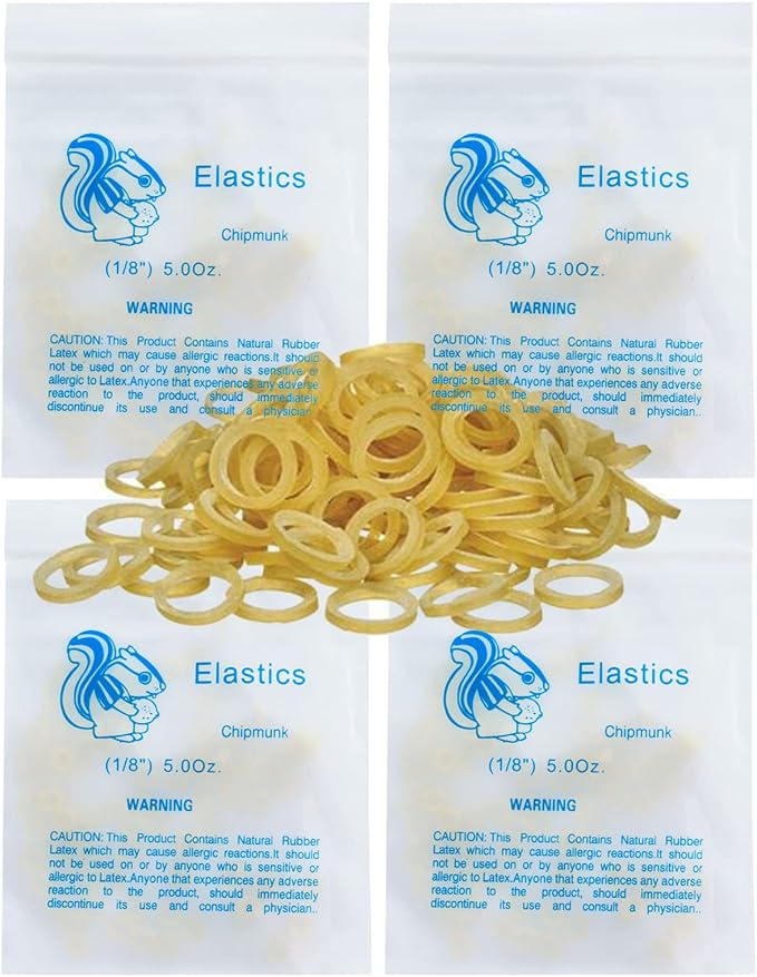 LA MIERE 400 pack Orthodontic Elastics Dental Rubber Bands Intraoral Elastic Bands (Medium, 5 Oz, 1/8'' (3.2mm))