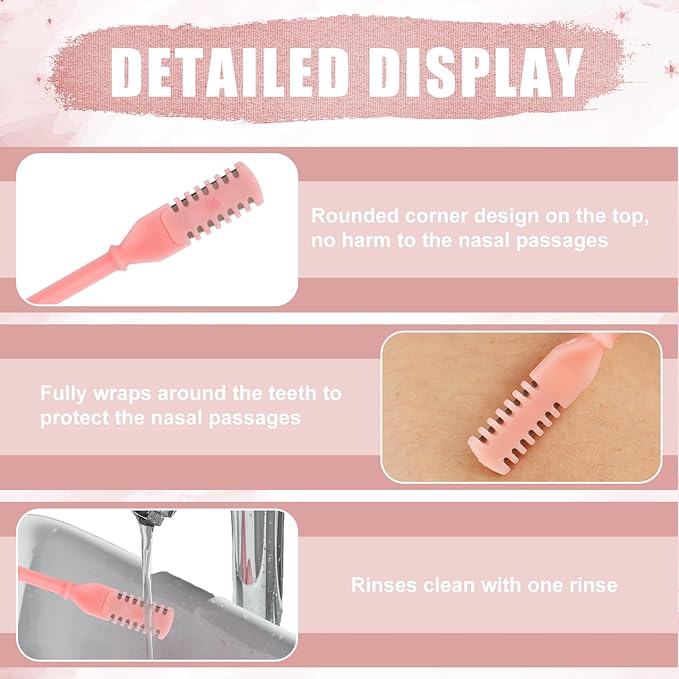 12pcs 2 in 1 Nasal Hair Cutter, 360 Rotating Nose Hair Trimmer for Men Women Double Sided Nose Hair Cleaner with Ear Picker Portable Manual Nostril Hair Removal Tool (Pink)