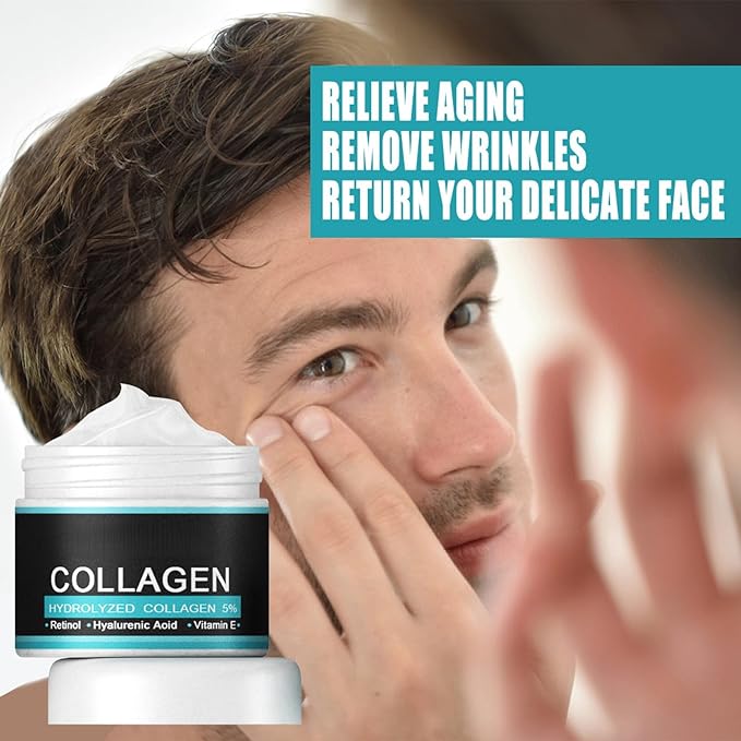 Men’s Face Moisturizer Cream, Lightweight Hydrating Daily Facial Cream for Men, Non Greasy Texture with Hyaluronic Acid, Vitamin E and Retinol, Smooth and Fresh Looking Skin Care, 50g