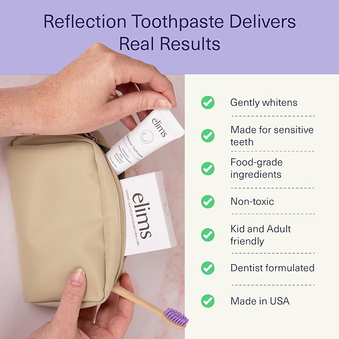 ELIMS Travel Size 10% Nano-Hydroxyapatite Toothpaste Fluoride Free - Xylitol Remineralizing Toothpaste for Whitening Sensitive Teeth - Lavender Vanilla Mint Toothpaste for Adults & Kids 1oz