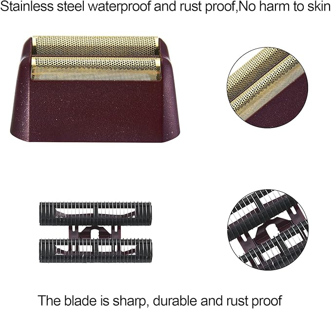 Replacement Foil Professional 5 Star Series Finale Shaver Shaper Super Close and Cutter Bar Assembly Compatible with Wahl Shaver Foil Model 7043-100,7031-100 Replacement Heads(4 Pack Red)