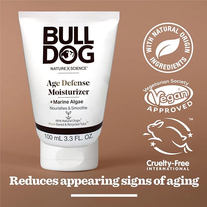 BULLDOG Mens Skincare and Grooming Age Defense Moisturizer, 3.3 Fluid Ounce - Pack of 2