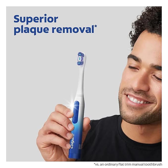 Colgate 360 Power Deep Clean Battery Operated Sonic Toothbrush, Soft Adult Toothbrush, Includes 1 AA Battery, Rubber Polisher, and Tongue and Cheek Cleaner