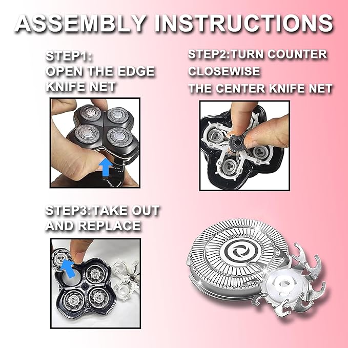 12 PACKS Head Shaver Replacement Heads Compatible with Skull Shaver Pitbull Gold PRO, Pitbull Silver PRO, Palm, Pitbull Platinum PRO, Electric Razor Replacement head for Superior Shaving