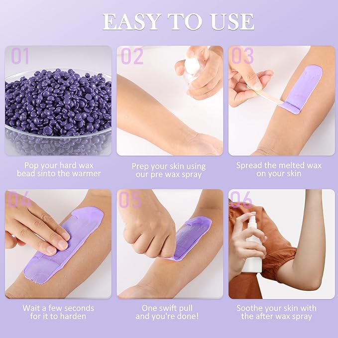 Wax Beads for hair removal- 1lb Hard Wax Professional Beans - Low Termperature Stripless Melting Wax for Body, Leg, Bikini Back, Nose, Upper Lip, Facial, Underarm - Brazilian Painless Waxing