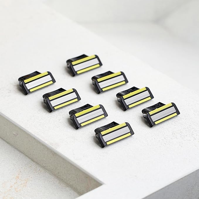TopTech ULTRA 5 Razors for Men - Replaceable Cartridges for Manual Shaving Razor, 5 Blades Technology Refills - 8 Count Pack - Fits Gillette Fusion - Soft Shave & Sharp - Cost-effective Refill