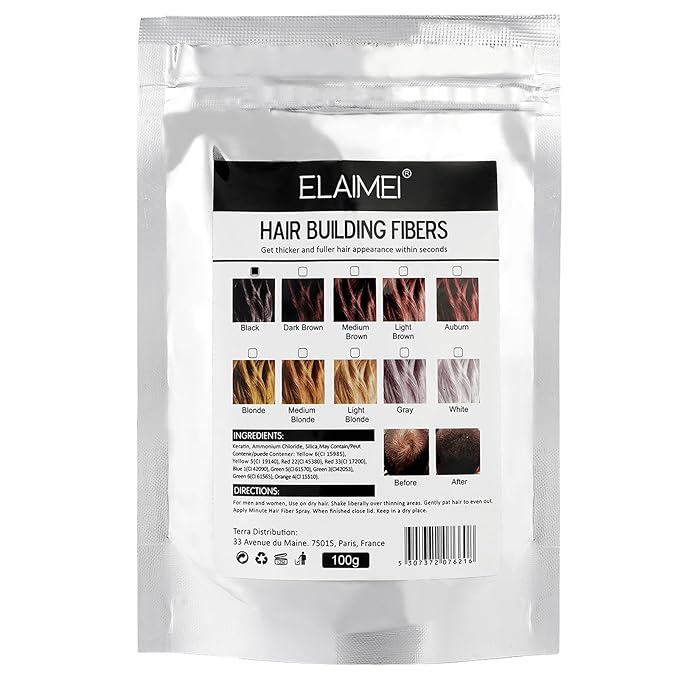 Hair Fibers Spray Refill Powder 100 Grams,Black,Thinning Fine Hair Loss Concealer,Undetected & Unscented,Refill Exsiting Shaker Bottle