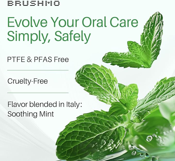 Brushmo Black Floss Air (BB Floss Air) - Ultra Soft & Thin Expanding Gum-Friendly Soothing Mint Dental Floss, Natural Wax Helps Remove Plaque from Teeth, Dentist Designed PTFE & PFAS Free, 275 yd