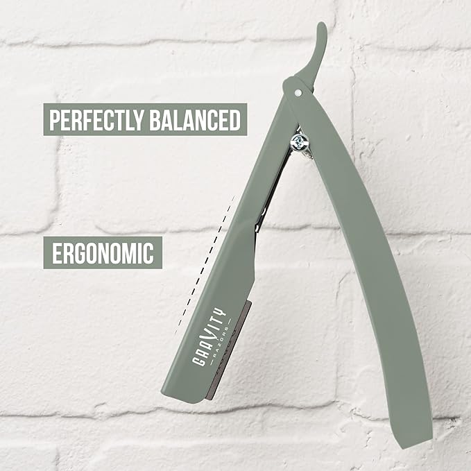 GRAVITY RAZORS Professional Straight Razor Kit – Ultra Exposure, Includes 10 Premium Blades, 2mm Exposed, Mint