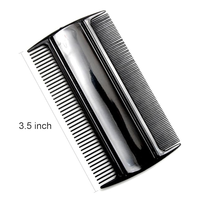 Favorict (3 Pack) 3.5" Pocket Hair Comb Beard & Mustache 2 Sides Combs for Men's Hair Beard Mustache and Sideburns (Black)