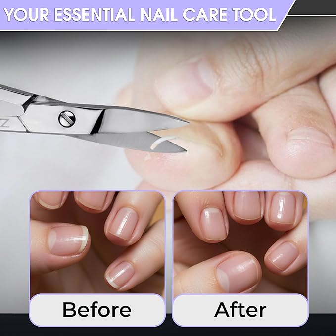 Stainless Straight Steel Nail Scissors– 3.5” Small Manicure Pedicure Scissors -Sharp Fingernail, Facial Hairs, Eyebrow, Mustache, Nose Hair & Toenail Grooming Tool