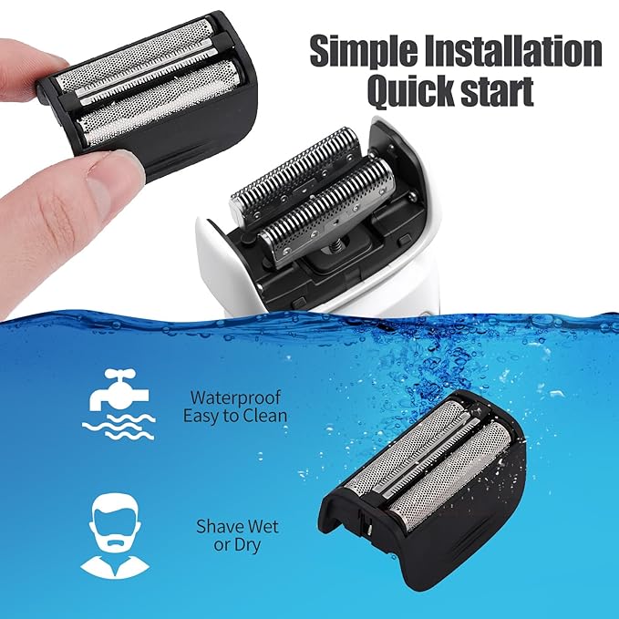 Replacement Head and Cutter Assembly Compatible with Remington PF7400, PF7500, and PF7600 Foil Shavers，2 PACK（BLACK）
