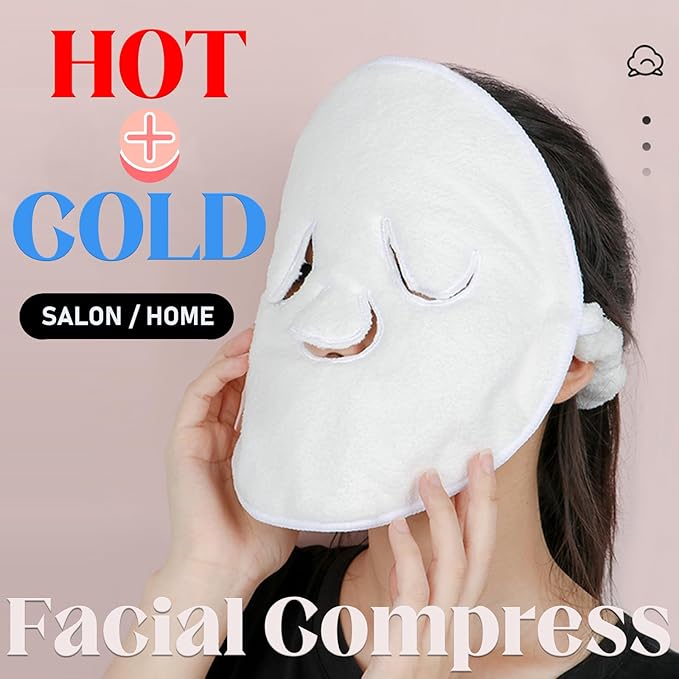 Elitzia Face Mask Microfiber Hot & Cold Compress Face Towels Skin Care Double-Layer Hands-Free Facial Steaming & Pore Care Breathable Fast-Absorbing Skin-Friendly SPA Beauty Salon for Women Men ETD24