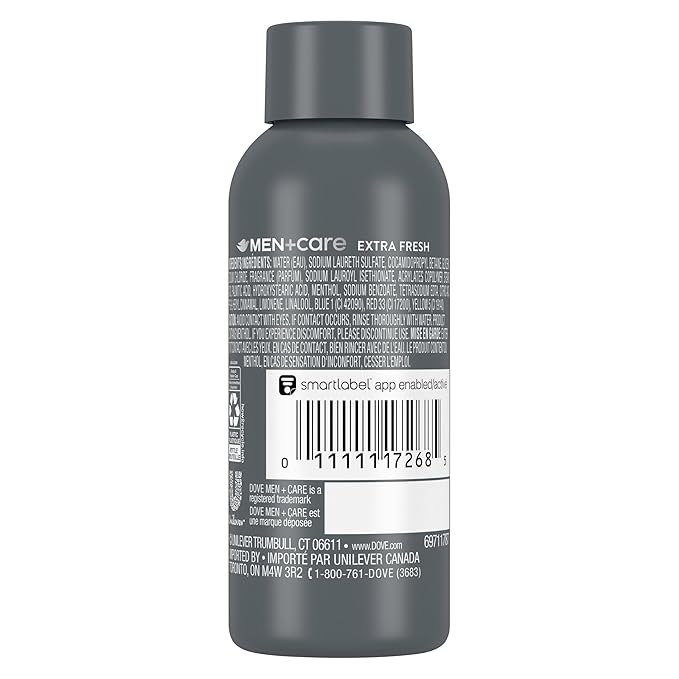 Dove Refreshing Extra Fresh with 24-Hour Nourishing Micromoisture Technology Body Wash for Men, 3 oz (Pack of 3)