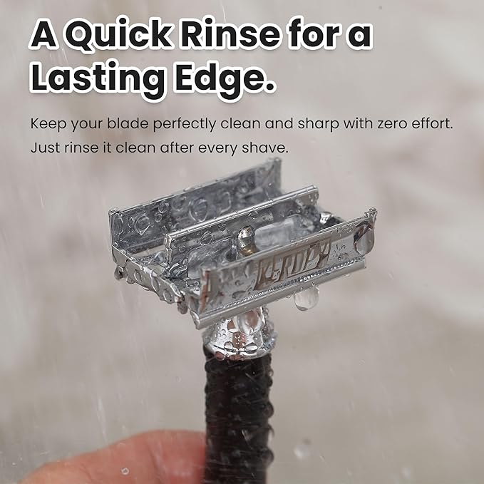 Mens Safety Razor, Black Matte Finish Heavy Weight DE Safety Razor for Wet Shaving, includes 10 Keropy Blades - Vintage Classic Design, Non-Slip Handle - Ideal Gift for Men, Father's Day, Birthday