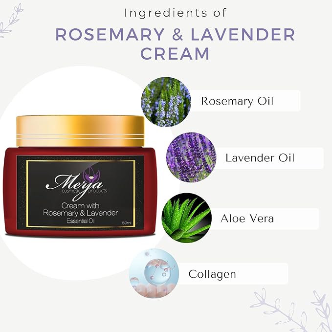 Merja Face cream with Rosemary & Lavender Essential Oils-Premium Skin care for a Radiant Youthful Complexion-Face Moisturizer- Premium Quality Cream 1.69 oz, 50 ml