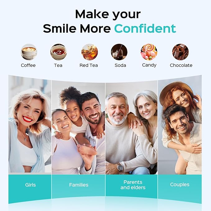 COSLUS Water Flosser Pick with 30pcs Whitening Mint Flavor Refill Combo for Teeth, Braces, Gums Care - Easy to Use, Portable for Travel & Coffee Lovers, Rechargeable, BPA-Free, White, W40(F5020E)