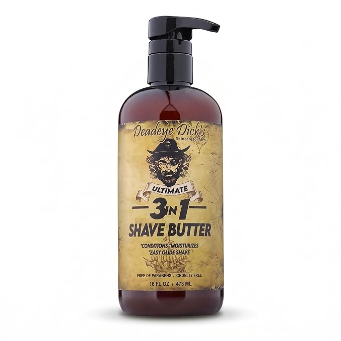 DeadeyeDick's 3-in-1 Shave Butter | Natural Shave Cream for Face, Head & Body | Gentle, Non-Irritating Formula for All Skin Types | 16 FL OZ