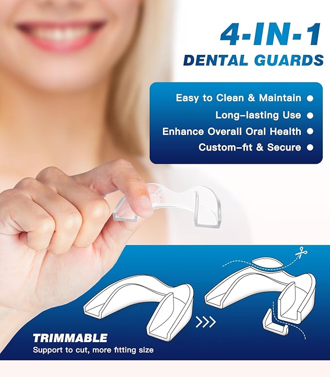 Anti Grinding Guard,Teeth Grinding Mouth Guard for Sleep,Night Guards for Teeth Grinding,4 Pack/2 Size,Transparent