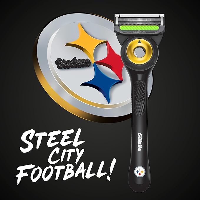 Gillette Labs Special NFL Steelers Edition Shaving Razor for Men - 1 Handle, 1 Razor Blade Refill, Perfect for Game Day Grooming, GilletteLabs with Exfoliating Bar