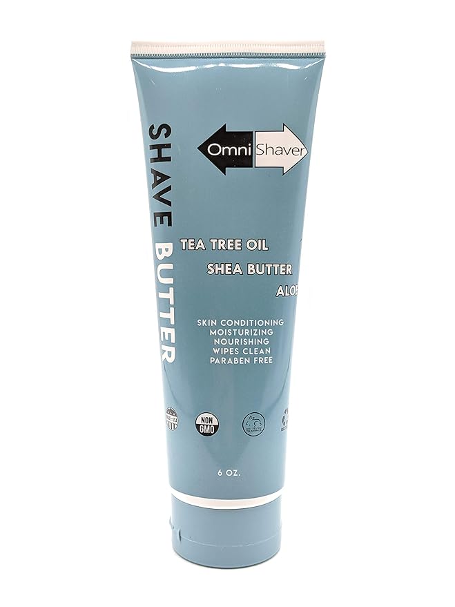 OmniShaver Shave Butter – Moisturizing Shaving Cream for Men & Women | Sensitive Skin Formula | Travel Size 6 oz | Aloe, Tea Tree & Shea Butter - Pack of 1