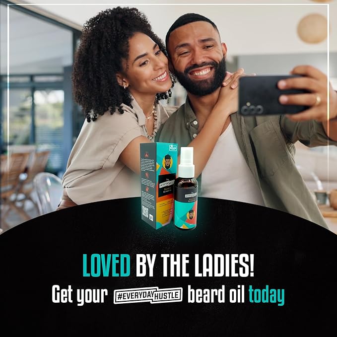 #EverydayHustle Beard Oil for Black Men by Adam Ali, Lightweight Beard Serum Spray and Natural Beard Oil Hydration, for Soft Facial Hairs and Skin Care, Cloves Scent, 60ml