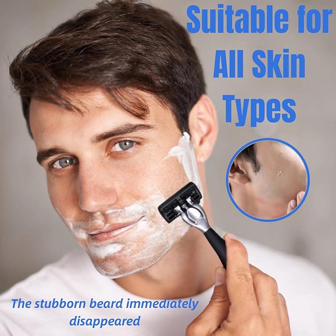 7-Blade Razor for Men, Men's Manual Refill Cartridges Razors Kit, Dual Lubrication Precision Beard Trimmer, Safety Men's Shaving Essentials Kit for Smooth and Comfortable Shave (1 Razor + 12 Blade)