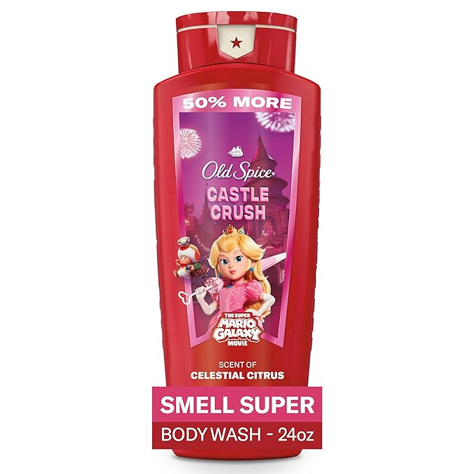 Old Spice Body & Face Wash for Men, x The Super Mario Galaxy Movie, 3X Defense, 24/7 Shower Fresh with Long Lasting Scent, Smell Super with Castle Crush, Celestial Citrus Scent, 24 oz