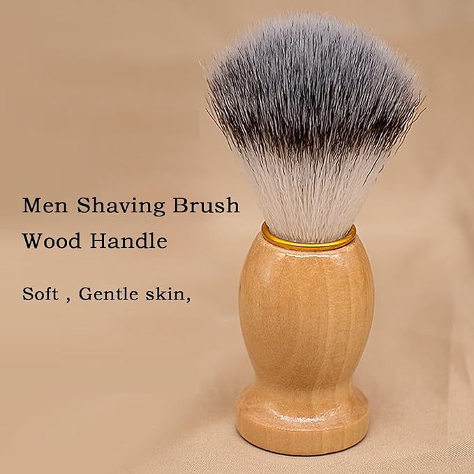 8 Pcs Shaving Brushes for Men with Wooden Handle - Soft Nylon Hair Shave Tools for Professional Barber Salon & Home Use