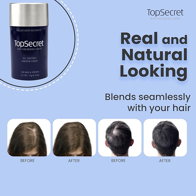Top Secret Hair Thickening Building Fibers Refills - Undetectable & Natural Hair Filler - for Men & Women - Instantly Fill In Fine Thinning Hair - Weather & Sweat Resistant (Dark Brown, Travel)