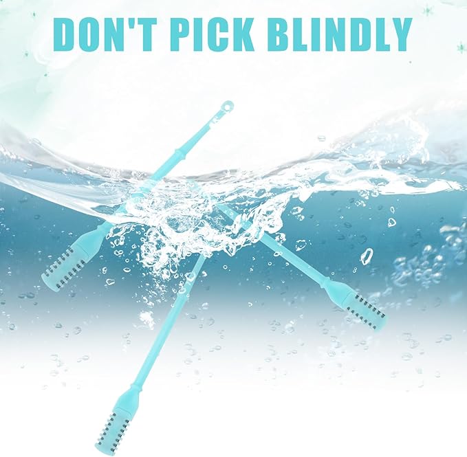 PEUTIER 12pcs 2 in 1 Nasal Hair Cutter, 360 Rotating Nose Hair Trimmer for Men Women Double Sided Nose Hair Cleaner with Ear Picker Portable Manual Nostril Hair Removal Tool (Blue)