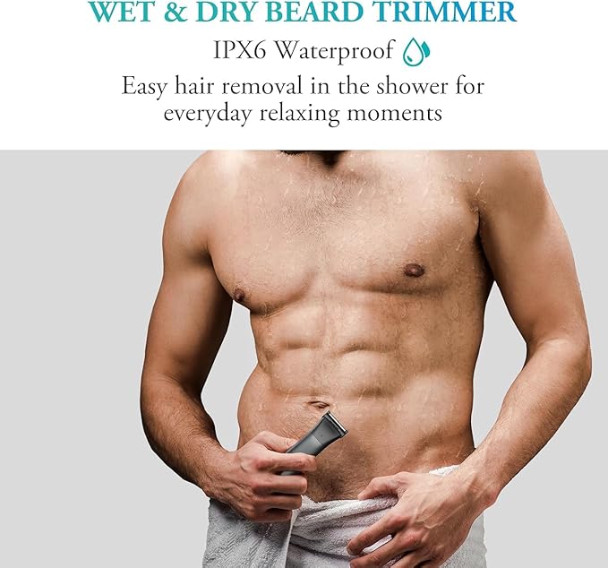 Body Hair Trimmer for Men - 2 in 1 Dual-Head Electric Shaver & Groomer, Ball Shaver with 30° Rotating Blade Adjustable Comb Mens Electric Razor IPX6 Wet & Dry for Face Groin Pubic Hair Trimmer Black