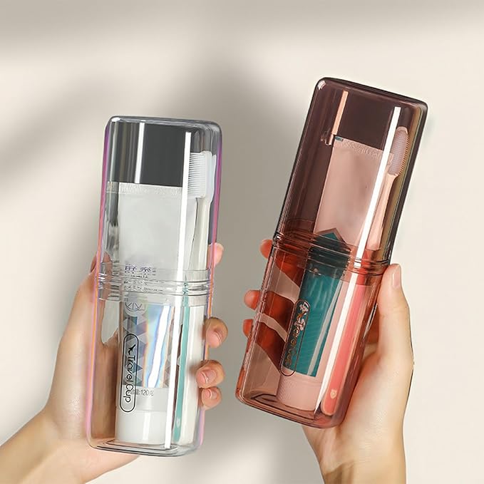 Toothbrush Cup Toothbrush Travel Case, Travel Toothbrush Holder Case with Cover Portable Multifunctional Toothbrush Cover, Suitable for Travel Business Camping Bathroom School or Daily Uses