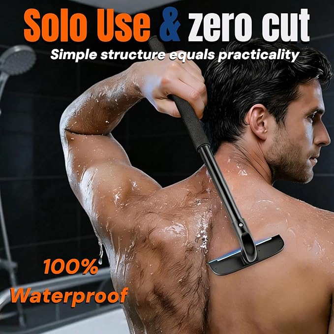 VEYLA Back Shaver for Men Safe -Skin Original Replacement Blades, Nick-Free Blades,Wet & Dry Use Hair Trimmer and Groomer, Nick-Free Mens Back Shaver(2-Pack)