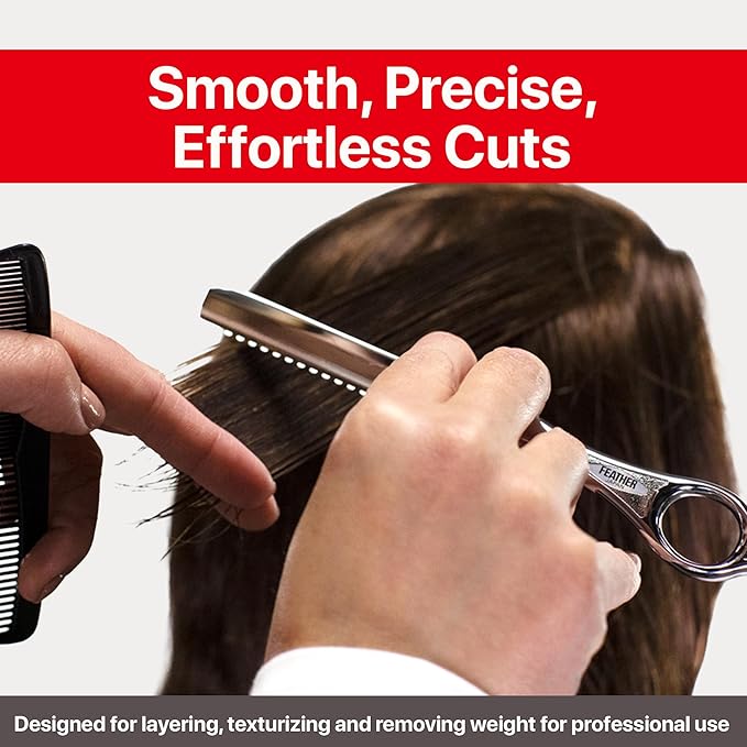 Feather - 7.25-inch Red Texturizing Styling Razor Handle – The Professional tool for Hair Cutting, Thinning, Layering, Texturizing and Feathering - The # 1 Stylist and Barber Razor Tool