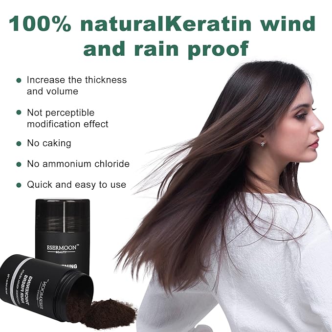 Hair Fibers, Hair Fibers for Thinning Hair, Hair Building Fibers, Hairpiece Filler, Increase Hair Density, Styling Powder for Women & Men, Hair Makeup, Premium Formula Thickening (DARK BROWN)