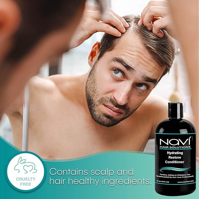 Navi Hair Loss Conditioner to Restore Hair Growth, Moisturizing Conditioner Safe for Color Treated Hair, DHT Blocker for Thinning Hair, Hair Regrowth and Thickening for Men and Women, 16 oz