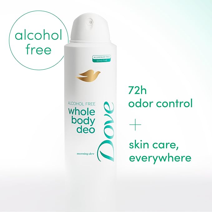 Dove Whole Body Deo Alcohol Free Deodorant Spray for Women Morning Dew 4 oz
