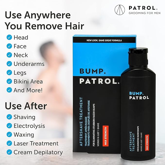 Bump Patrol Maximum Strength Aftershave Formula - After Shave Solution Eliminates Razor Bumps and Ingrown Hairs - 4 Ounces