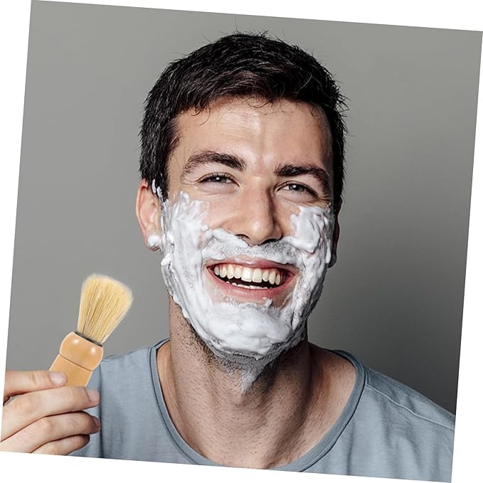 Portable Multi-use Beard Brush with Boar Bristles for Men Shaving Brush for Soap Durable Wooden Handle for Beard Styling and Cleaning