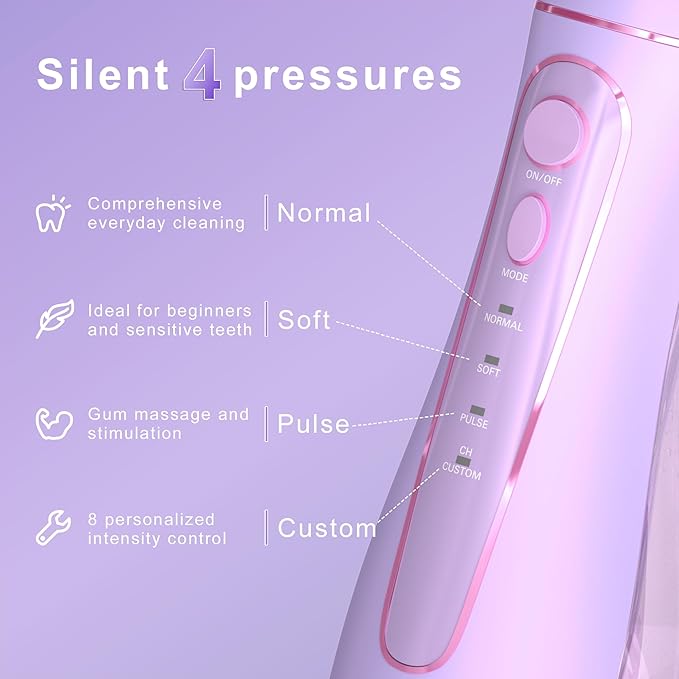 Oralfree Water Dental flosser Teeth Picks - Braces Cordless Oral Irrigator Portable Rechargeable Travel Irrigation Cleaner IPX7 Waterproof Electric Professional Flossing Teeth Cleaning for Home